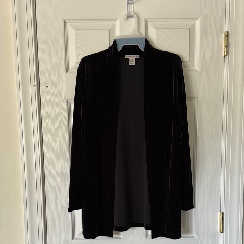 Notations Elegant Velour Black Velvet Cardigan - size S (but runs like a M)